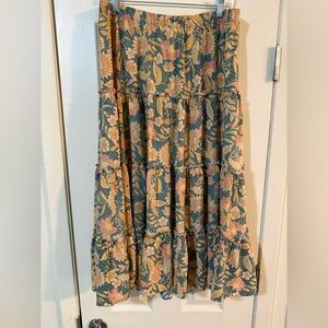 1. State Green Tiered Skirt with Pink & Cream Floral
